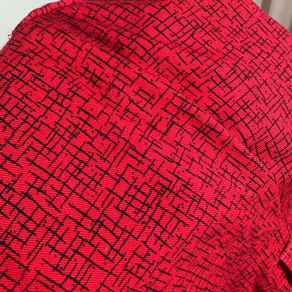 VTG All That Jazz Red Black Abstract Print Button Front Dress Cotton Women 11/12 - Picture 7 of 16